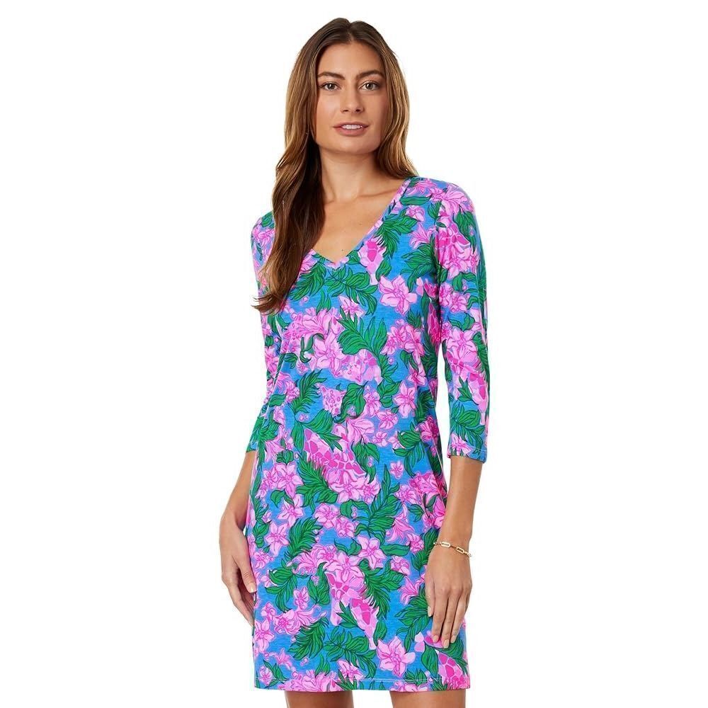 NWT Lilly Pulitzer  Tessa Dress Floral  V-Neck Size XS Tropical Palm Beach